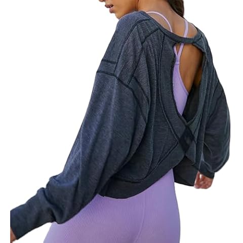 Fenghualzzniya Long Sleeve Open Back Crop Top Cover