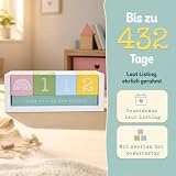 MIJOMA Kalendarz roczny z drewna – kalendarz stołowy z dekoracyjnymi kostkami – do 432 dni na specjalne okazje (kolorowy – edycja rodzinna, ok. 18 × 7 × 5,5 cm)