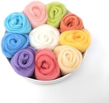 Cool Beans Boutique C Needle Felting Wool Set of 10 Colors - Pastel Series, 8 Grams Each Color, Pastel (Wool-ZZ-Pastel-2)