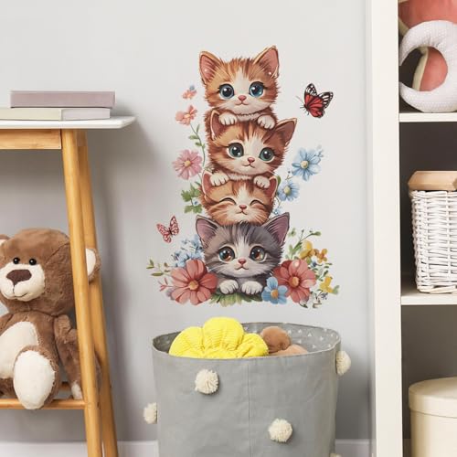 Vinilo Decorativo Gatos Apilados Acuarela para Niños miniatura 6