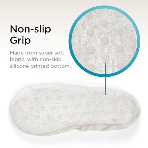 Image of Brookstone Plush Footies - Memory Foam Slippers with Ultra-Soft Sherpa, Non-Skid Sole, One-Size-Fits-Most, Machine Washable for Women, Stocking Stuffers and Christmas Gifts