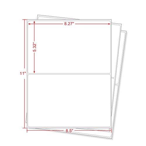 Half Sheet Laser & Inkjet - Rounded Corner Shipping Address Labels - 5-1/2" X 8-1/2" (200 Labels) #TOP1