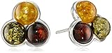 Sterling Silver Multi-color Amber Stud Earrings