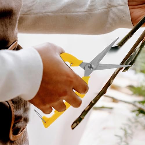 Tijeras de podar para jardín de acero inoxidable con mango amarillo miniatura 6
