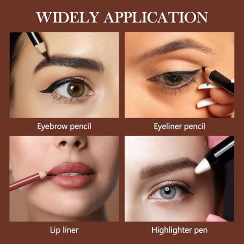 Image of Honoson 2 Pcs 5 Hole Cosmetic Long Point Manual Pencil Sharpener with Plastic Lid Makeup Eyeliner Pencil Sharpener (Brown)
