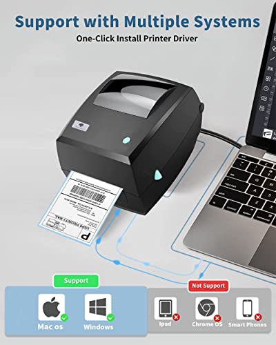 Shipping Label Printer For Shipping Packages, Desktop Thermal Label Printer For Small Business, Address Barcode Printer Compatible With Ups Fedex Usps Etsy Shopify Ebay Dhl, Roll/Fanfold 4X6 Labels #TOP4
