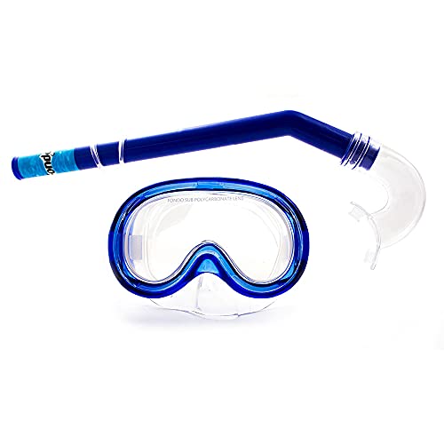 fondosub Conjunto Buceo snórkel Infantil Gafas Cristal policarbonato y Tubo 4 a 7 años Azul (50029) Cover
