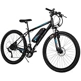 Huffy Transic + 26” Electric Mountain Bike, Aluminum Frame, Black, Pedal Assist up to 20mph