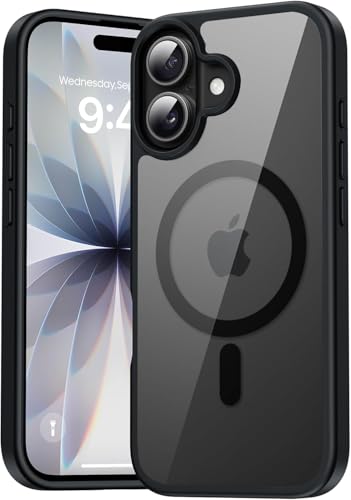 Image of DIZORO Compatible iPhone 17 Case,(Compatible with MagSafe) Non Yellow Military-Grade Drop Protection & Hard PC Back Cover Slim Transparent Anti-Scratch Shockproof Phone Case (Black)