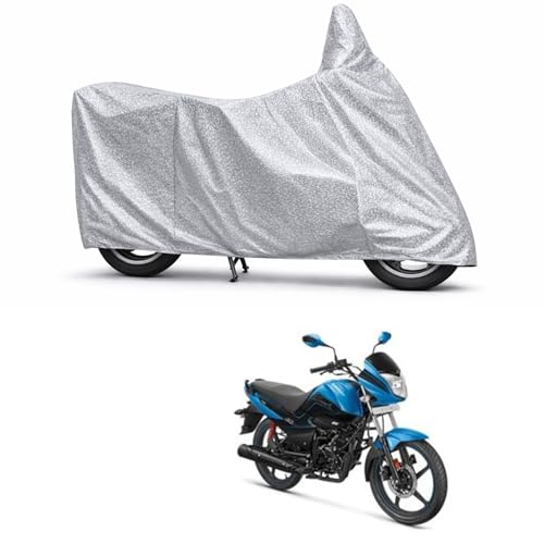 Image of 100% Waterproof Two Wheeler Body Cover Multi Layered Fabric Designed for Hero Splendor ISmart | Belt Buckle Lock | Silver Mag