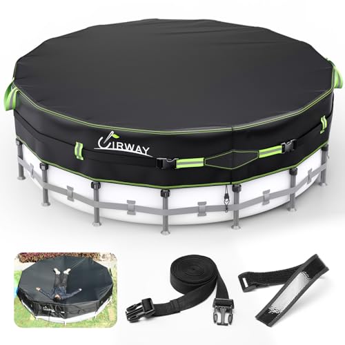 UIRWAY 500D Pool Cover 8FT Round [2026 Upgraded Heavy Duty Fabric] Solar Pool Covers for Above Ground Pools, New Super Windproof Gel-Coated Tarp Straps, Swimming Pool Covers with UV Protection by UIRWAY - Used condition - CA$44.26