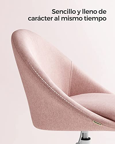 Miniatura 5 de SONGMICS Silla de Oficina en Casa, Silla Giratoria de Algodón y Lino, Silla de Escritorio, Acolchada con Espuma, Altura Ajustable, para Estudio, Dormitorio, Rosa Jalea OBG020P01