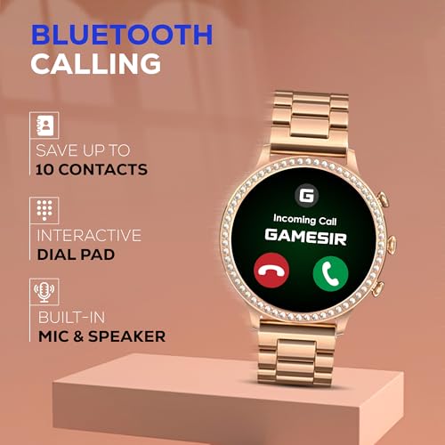 Image of GameSir GenDiva Smartwatch for Women with Bluetooth Calling, 1.69 inch AMOLED Display, 100+ Sports Modes, Health & Sleep Monitor, Voice Assistant, IP68 Waterproof, Long Battery Life, (Rosegold)