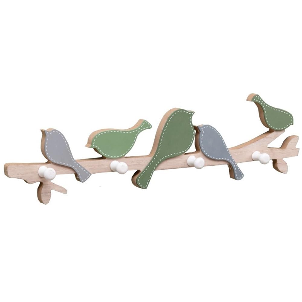 YQINQIN83B Coat Hangers Coat Rack Wall Mounted Wooden Entryway Clothes Hooks for Hats, Bags, Coats, Pet Leashes for Bedroom(Green)