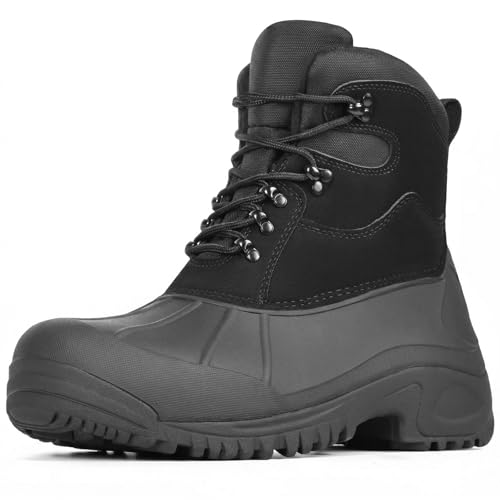 Furuian Steel Toe Work Boots for Men Safety Waterproof Duck Boots for Work Mens Steel Toe Construction Boot Safety Shoes for Men Waterproof