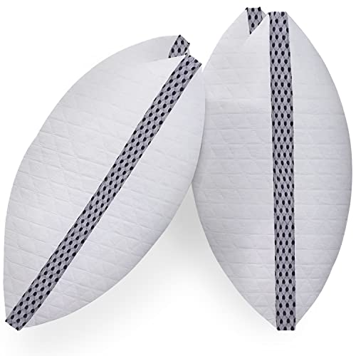60% Off Discount Ronkoff Bamboo Pillows - Shredded Memory Foam Cooling Bed Pillow, Luxury Bamboo Pillows for Side Back Sleepers- Fully Adjustable with Inner Zipper for Neck Pain Sleeper (2-PK-Queen)