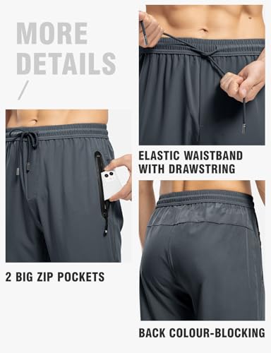 TBMPOY Men's Lightweight Hiking Travel Pants Breathable Athletic Fishing Active Joggers Zipper Pockets - Image 6
