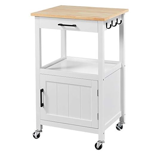 Yaheetech Rolling Kitchen Island with Single Door Cabinet and Storage Shelf, Kitchen Cart with Drawer on Swivel Wheels for Dining Room/Living Room, 18"x22"x35"H, White