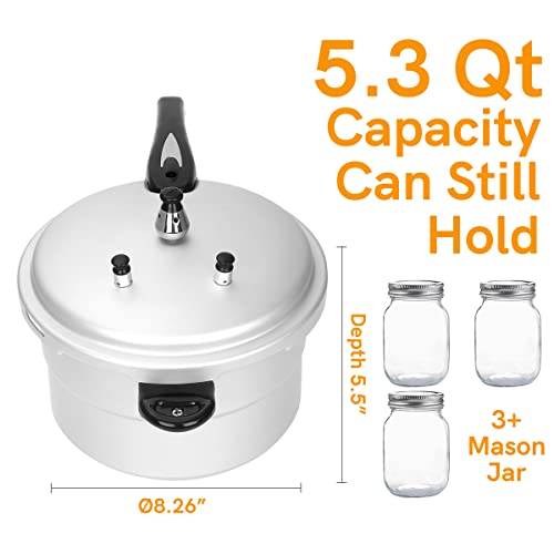 Breerainz 5.3 Quart Pressure Cooker, 10 Psi Induction Compatible Pressure Canner W/ Honeycomb Stainless Steel Clad Base For Fast & Even Heating, Durable Anodized Aluminum, Canning Rack Included #TOP6