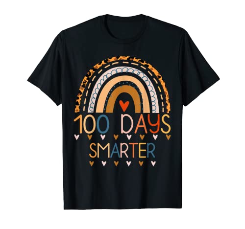 100 Days Smarter School Rainbow Teacher Boys Girls Kids T-Shirt