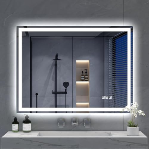 S'bagno 60x80cm rahmenloser Bluetooth Badezimmerspiegel-mit-Beleuchtung – Ansicht 1