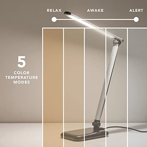 Adesso Simplee Lennox Led Multi-Function Desk Lamp, Smart, 5 Color Temperature Modes, Improved Wellness And Circadian Rhythm, Dimmer Touch Switch, Reduced Eye Strain, 5Ft, Black #TOP4