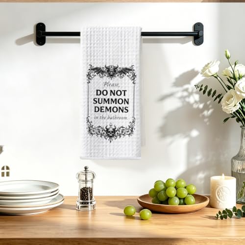 Image of Halloween Hand Towels for Bathroom, Humor Waffle Absorbent Hand Towel | Funny Waffle Weave Dish Towels, Humor Hand Towels for Home Bathroom Decor, Housewarming Gifts 14x24 Inch
