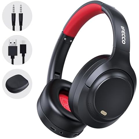 IFECCO Active Noise Cancelling Headphones Bluetooth 5.4,ANC Wireless Headphones Over Ear with Microphone,100H Play Time,HiFi Stereo Bluetooth Headset with Cushioned Pads for Travel,Home,Office Cover