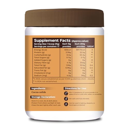Image of Pure Nutrition Cocoa Powder Without Sugar | Cacao Powder Unsweetend | Coco Powders | Cocoa Powder for Cake, Beverages & Desserts |100% Plant Based & Alkalized | Rich Flavor & Aroma | No Added Sugar - 1kg (250x4)