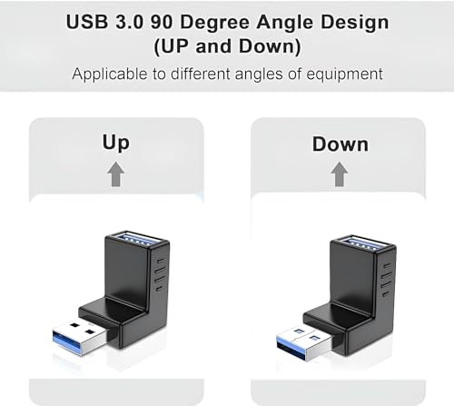 Image of ( 6 Models USB 3.0 Adapter 90 Degree Male to Female Connector & USB 3.0 Adapter 90 Degree Male to Female Coupler Connector Plug Left and Right Angle, Up, Down, Straight