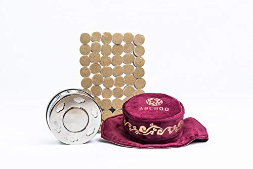 AHCHOO Mugwort Moxibustion Starter Pack — Waist Belt * 2 + 54 Moxa Sticks + 2 Moxa Boxes (5 Items) (Red)