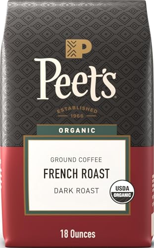 Peet's Coffee, USDA Organic Dark Roast Ground Coffee, 100% Arabica Coffee - French Roast 18 Ounce Bag