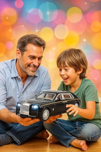 Image of Rolls Royce Phantom Diecast Toy Car - 1:32 Scale Metal Luxury Car Model with Openable Doors, Bonnet & Boot, Pull Back Action, Sound & Light, Collectible Toy Car (Colors as Per Stock)