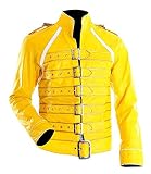 wowStore Freddie Mercury Concert Unisex Strap Yellow Synthetic Leather Jacket, gelb, S