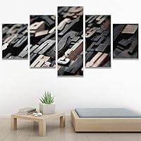 SIGNWIN 5 Panel Canvas Wall Art Modern Art Abstract Brushstroke Closeup Digital Art Minimalism Minimalist Multicolor Pastel for Home Decorations Ready to Hang - 60