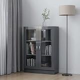 Kitchen Cabinet Vitrinenschrank mit 2 Fächer und Glastüren, Büffetschrank Anrichte Wohnzimmerschrank Küchenschrank Geschirrschrank Esszimmerschrank Sideboard Bücherregal, 82,5x30,5x115 cm