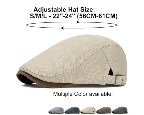 Image of Cotton Newsboy Cap,Breathable Ivy Gatsby Cabbie Beret Hat for Men's Women Driving Hunting Golf