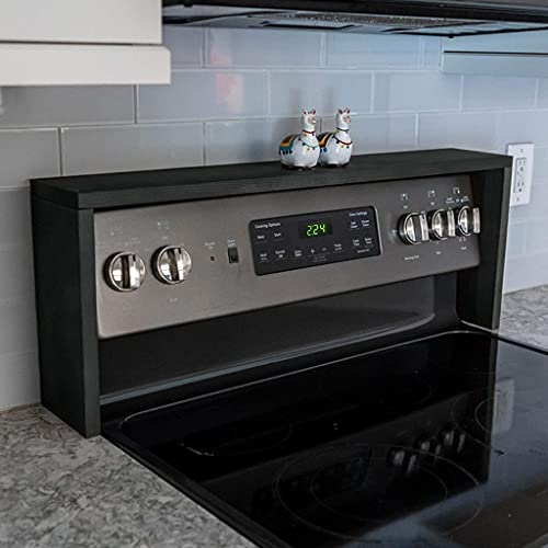 RELODECOR Over the Stove Shelf Spice Rack – Wood Top Shelf Organizer for Back of Stove, Oven, Kitchen Storage, 5.5" Wide (Ebony) by RELODECOR - Used condition - US$41.18