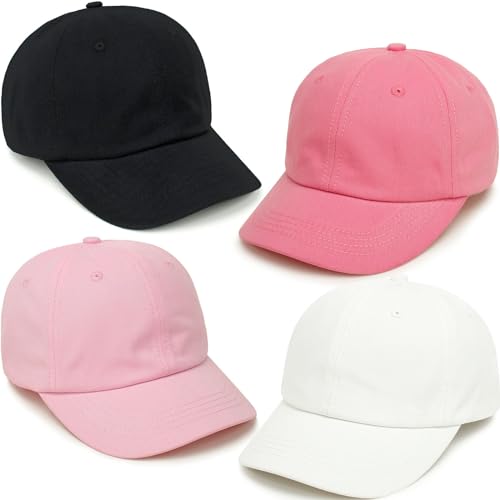 Catálogo para Comprar On-line Ropa de Béisbol para Niña los preferidos por los clientes. 49 Gorra de béisbol para niños pequeños, 4 piezas, de algodón lavado, ajustable, para niños y niñas, Negro, blanco, rosa, rosa claro, 3-10 años