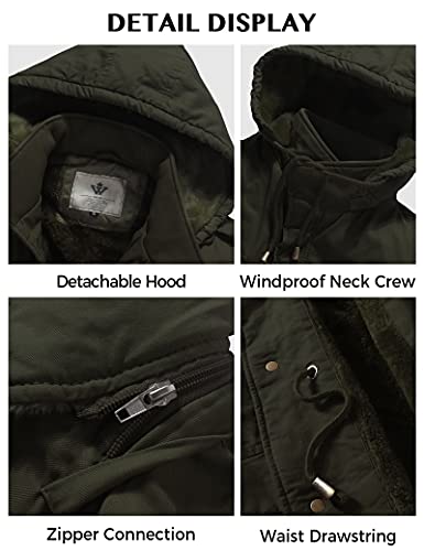 Wenven Men's Track Fishing Utility Hooded Military Jacket Army Green M #TOP5