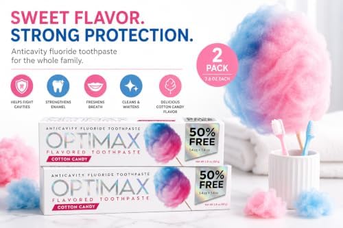 Fluoride Toothpaste, Cotton Candy Flavor, Anticavity Toothpaste, 2.8 oz Each (2-Pack), Fresh Breath & Cavity Protection image 4