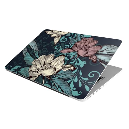 Image of Full Laptop Skin Stickers HD Quality Sticker for Laptops Upto 15.6 inch (Dustproof|Waterproof|Scratchproof|Reusable) - BE BL Floral FL