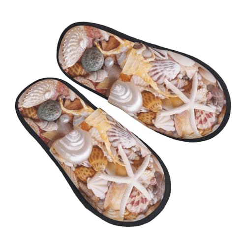 Colorful Seashells Print Women Slippers Home Furry Shoes Keep Men Couples Shoes Warm For Women-2