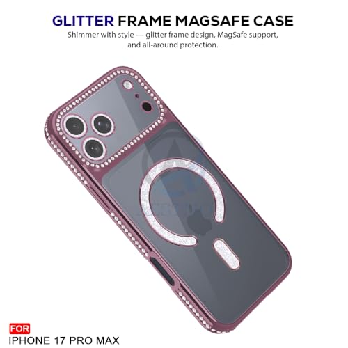 Image of AESTMO Back Cover for iPhone 17 Pro Max Compatible with MagSafe | Diamond Glitter Case | Luxury Bling Rhinestone Soft Clear TPU Bumper | Camera Lens Protection Cover for iPhone 17 Pro Max (Pink)