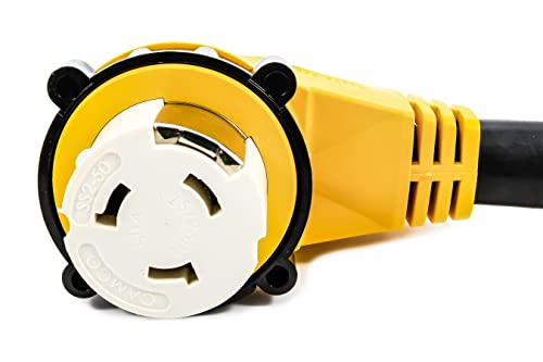 Camco 18" 50 Male/50 AMP Locking 90 Degree Female PowerGrip Dogbone Electrical Adapter (21053) by Camco - Image 2
