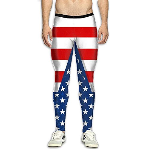 Men s Compression Leggings Basic Workout American Flag Pants Baselayer Running Tights 3D Print High Waist Sports Legging