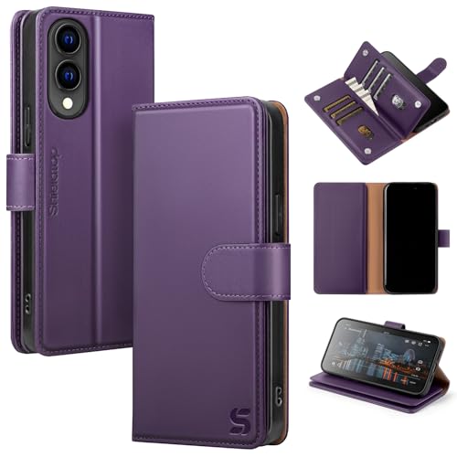 Shieldtop Compatible with Samsung Galaxy S25 Edge Wallet Case with Card Holder,Women Men RFID Blocking PU Leather Folio Flip TPU Protective Cover Credit Card Slots,Phone Case for S25 Edge,Purple by Shieldtop - Used condition - US$10.86