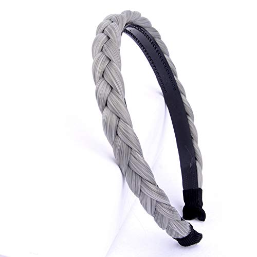 Gledola Braided Headband With Teeth Braids Hairband With Tooth Synthetic Hair Band Plaited Hairband For Women (Smoky Gray) - Image 3