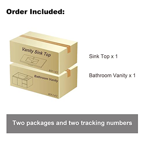 Jpnd 36" Bathroom Vanity With Sink Combo Wall Mounted Storage Cabinet Set With Two Soft Close Drawers And Doors, Modern Design With Invisible Handle,Resin Basin Sink Top(Faucet And Drain Not Included) #TOP4