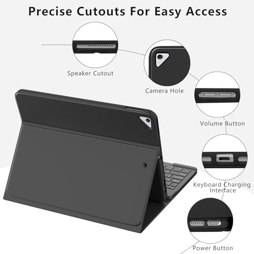 MMK Keyboard Case for iPad 10.2 9th Generation(2021)/ 8th Gen(2020)/ 7th Gen(2019) with Pencil Holder, Magnetic Detachable Bluetooth Wireless Keyboard for iPad Air 3 10.5 2019, iPad Pro 10.5 2017 - Image 2